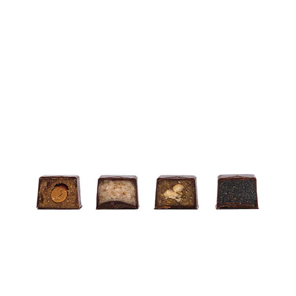 BONBONS ENROBÉS PUR NOIR MIX DE 4 PRALINÉS ORIGINAUX