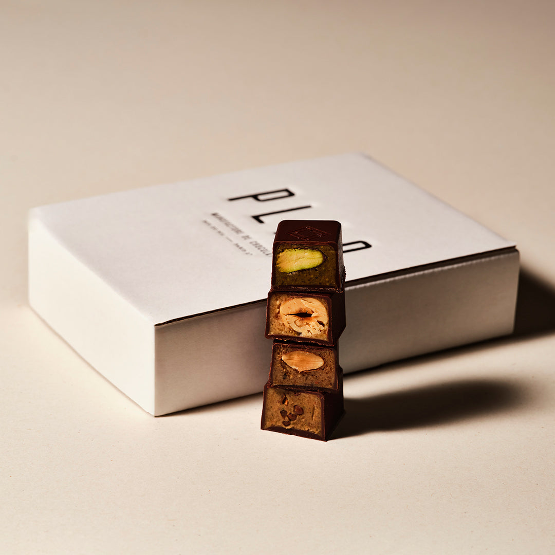 16 DARK CHOCOLATE COATED BONBONS MIX OF 4 PRALINE