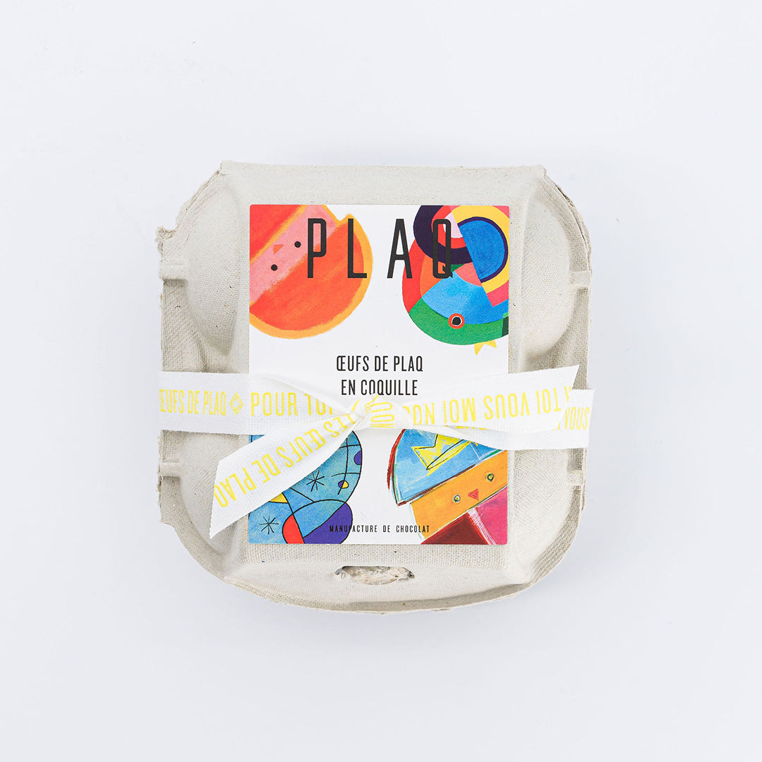 BOX OF 4 PLAQ EGGS IN SHELL