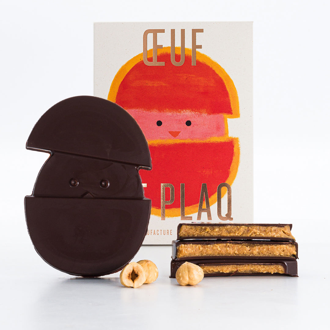 PETIT OEUF DE PLAQ PUR NOIR PRALINÉ NOISETTES