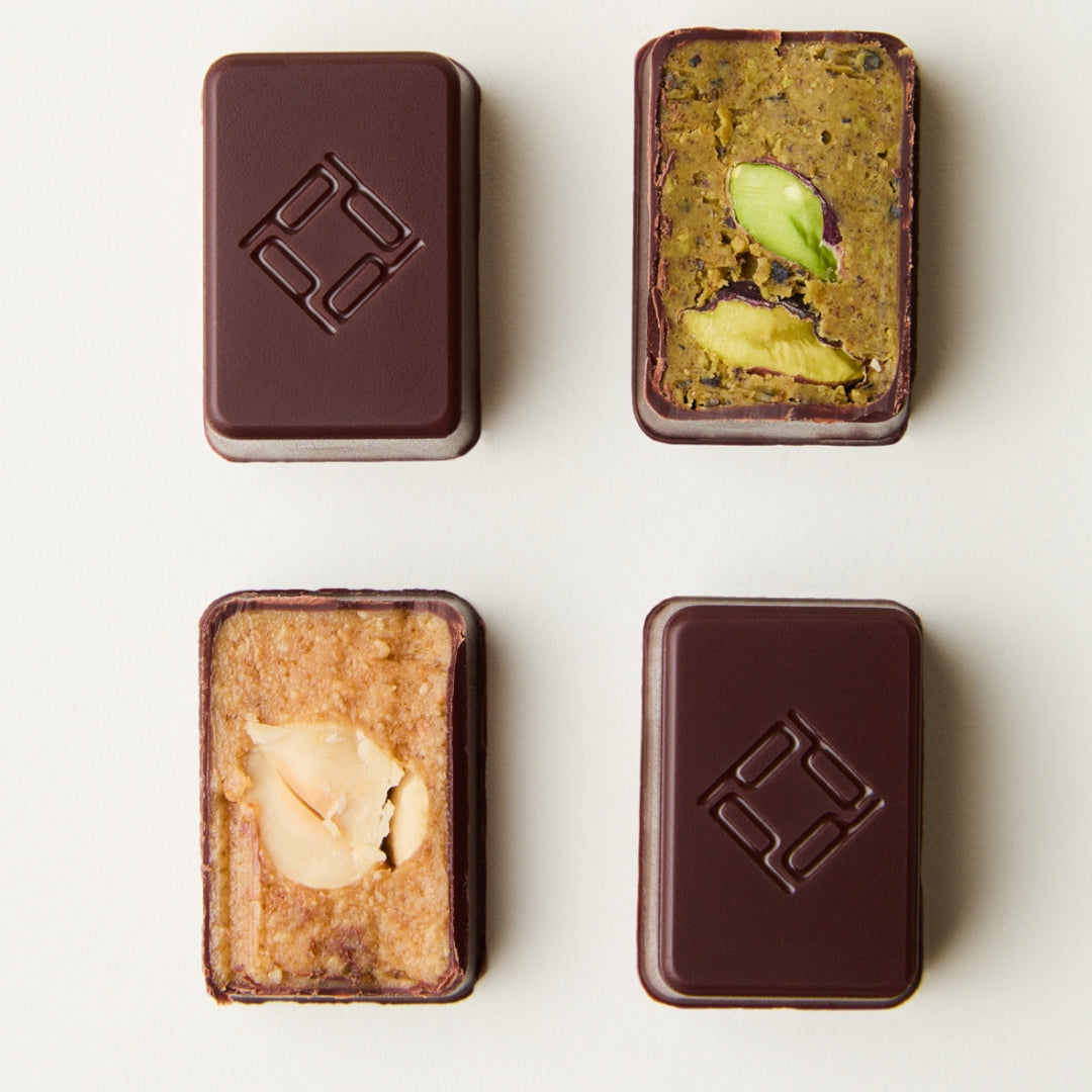 16 DARK CHOCOLATE COATED BONBONS MIX OF 4 PRALINE