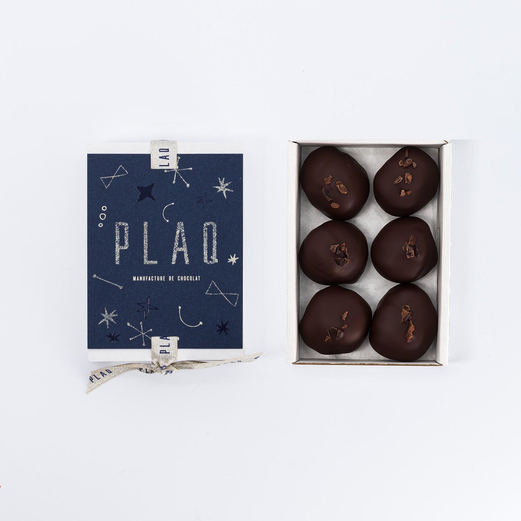 BOÎTE 6 MARRONS CONFITS ENROBÉS TRÈS NOIR