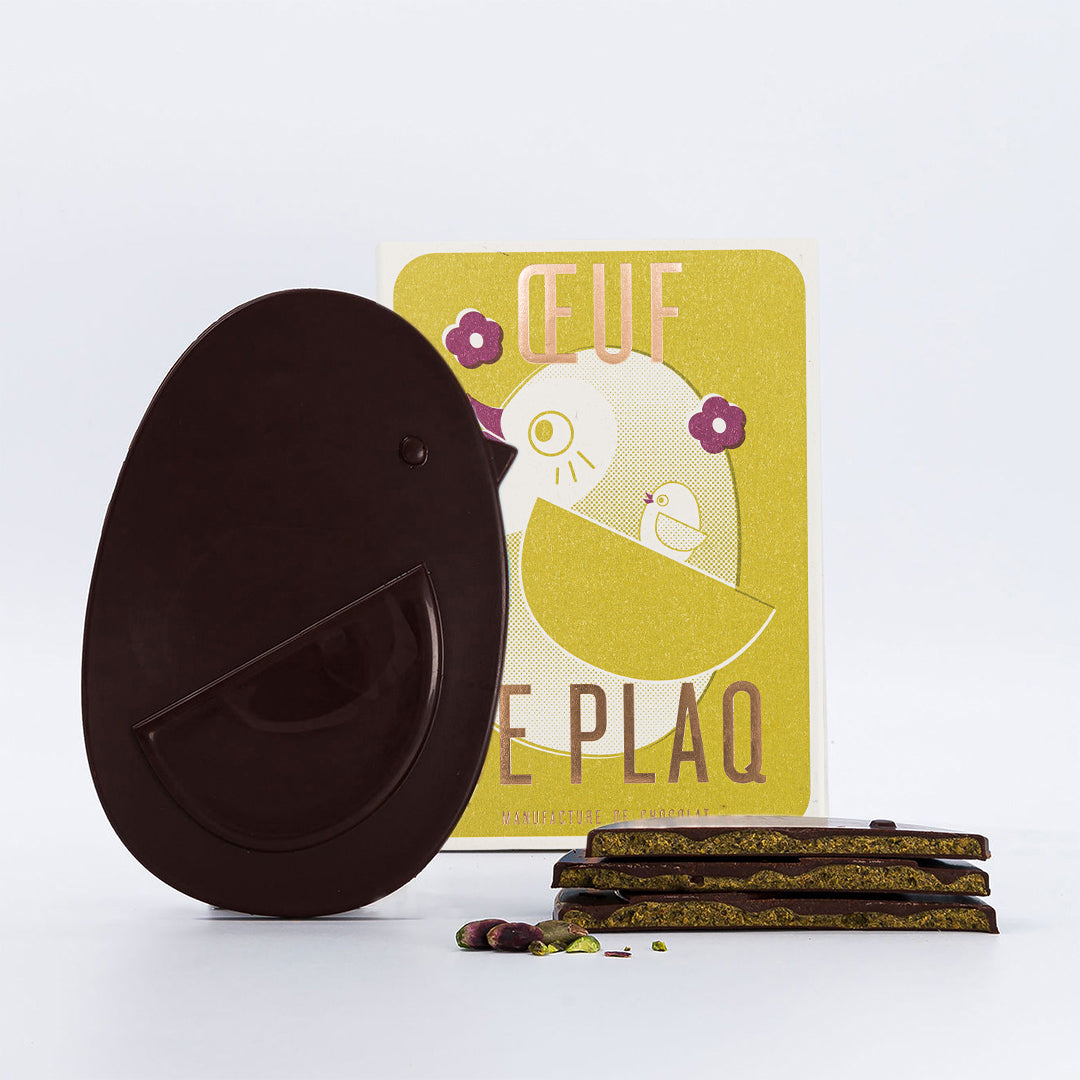 Oeuf de plaq praliné pistache Pâques 2026