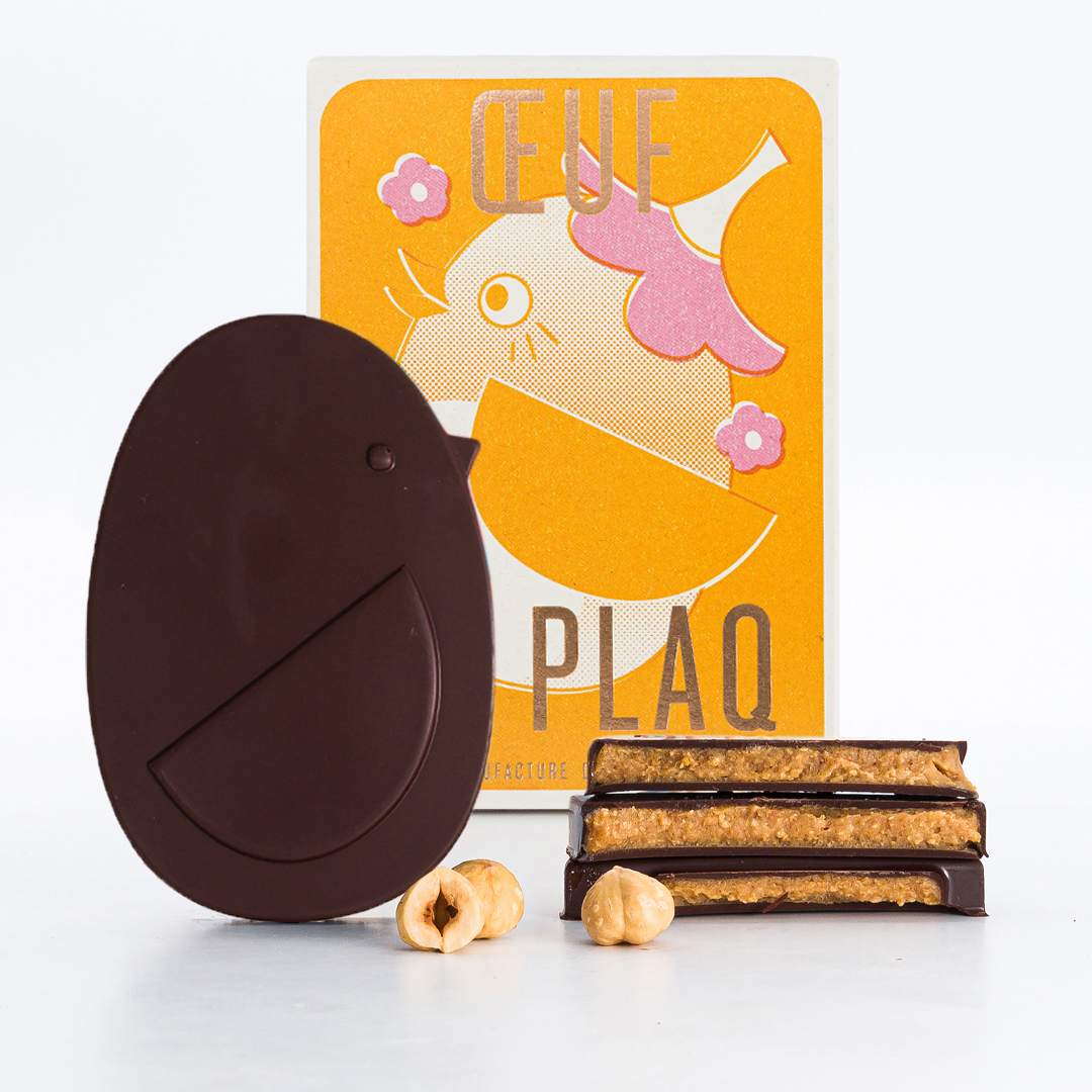 Petit oeuf de Plaq lait praliné noisettes Pâques 2026