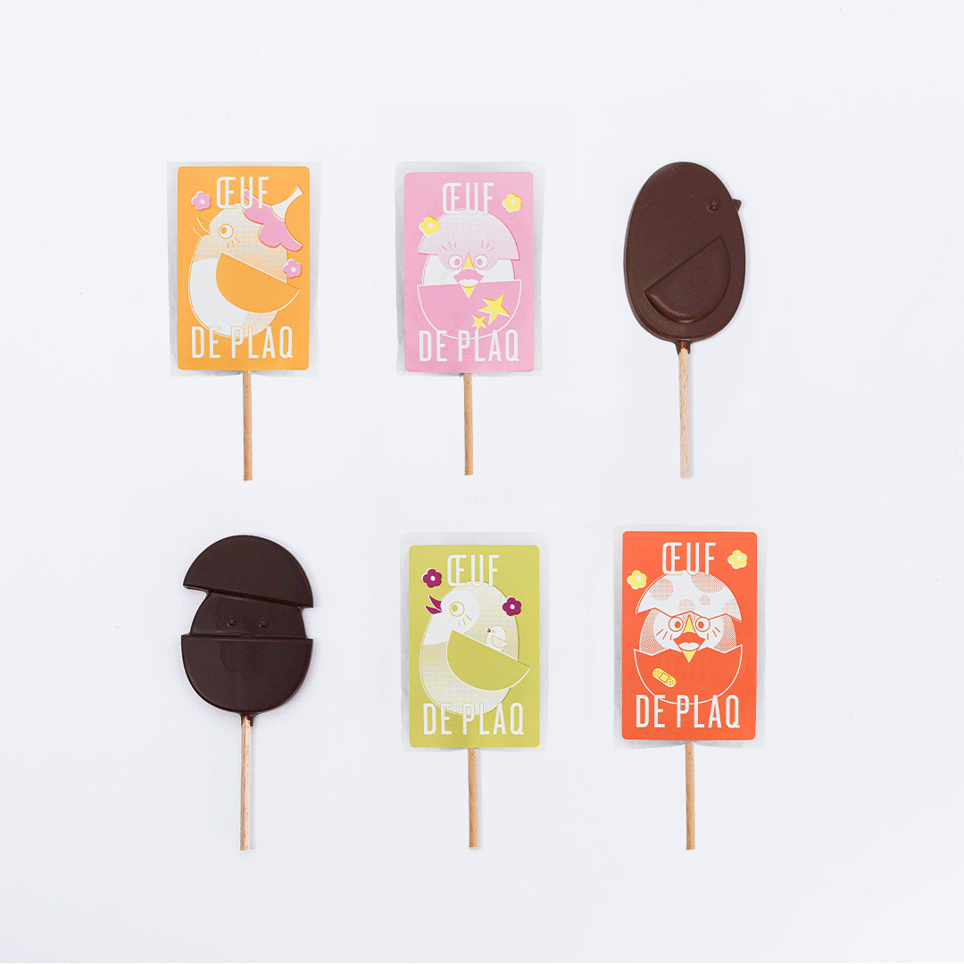 Sucette oeuf de Plaq lait Pâques 2026