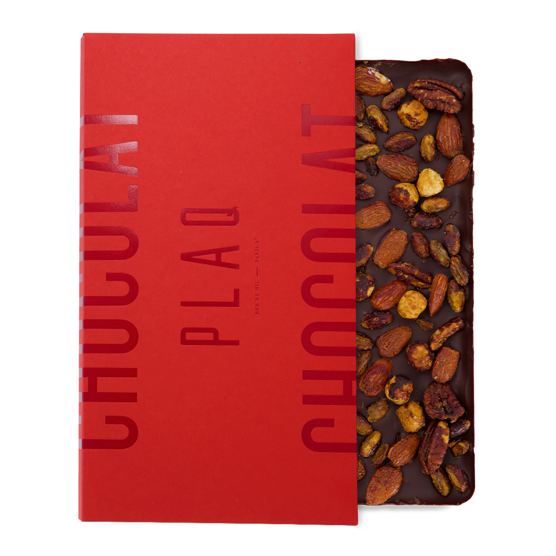 Tablette Mendiant - Chocolat Lait 40% / Gianduja Cacahuète Christophe